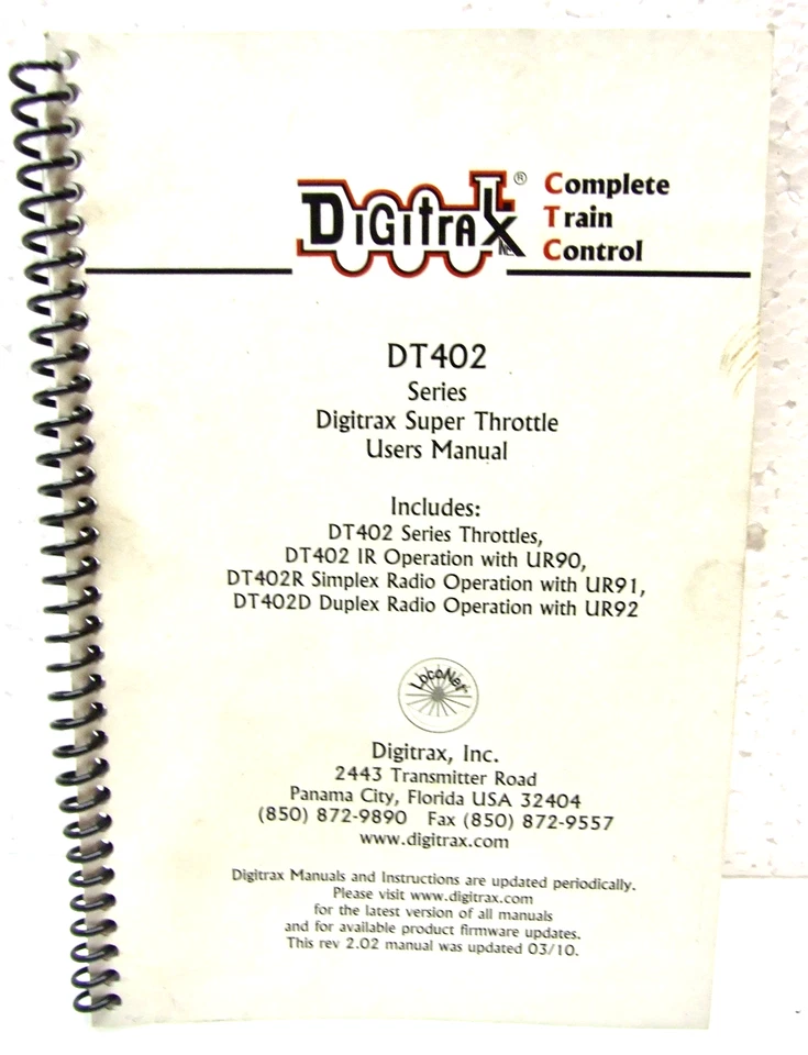 Digitrax DT402 Series Super Throttle Users Manual - Image 1 of 1