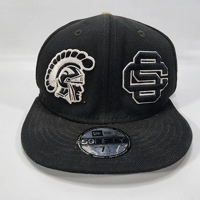 Подлинный New Era 7 1/2 USC трояны черный белый 59Fifty резинке шляпа NCAA колледжа - Изображение 1 из 4