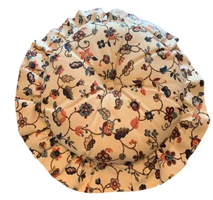 Vintage MCM Floral Throw Couch Pillow Ruffle Country Cottage Core 13” - Picture 1 of 5