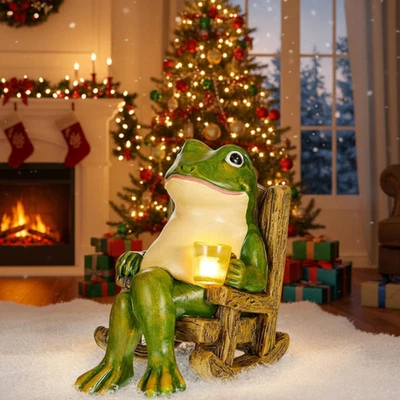 Miniature Frog Garden Statue Gifts Christmas Outdoor Fairy Garden Decor with Sol - image 1 of 4