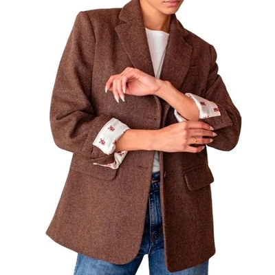 Vintage L.L. Chaqueta Blazer de Lana Bean Hecha en EE. UU. Mujeres 16 Espiga Forrada con Óxido Foto 1 de 4