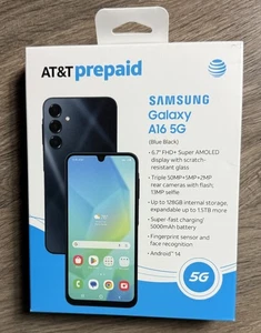 Smartphone AT&T Samsung Galaxy A16 5G, 64GB, Azul Negro - Prepago - Nuevo y Sellado - Imagen 1 de 2