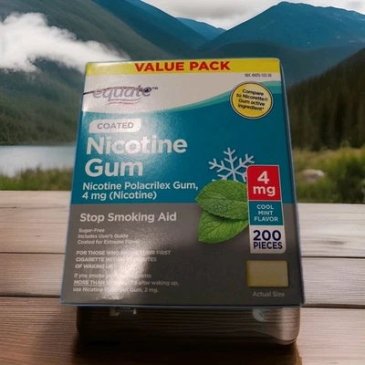Equate, Count 200 Pieces 4mg Nicotine Gum Cool Mint Flavor  7/2027 FREE Shipping - Image 1 of 4