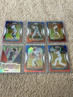 Lote de (6) 2021 Panini Prizm beisebol vermelho branco azul Prizm paralelo MLB - Imagem 1 de 4