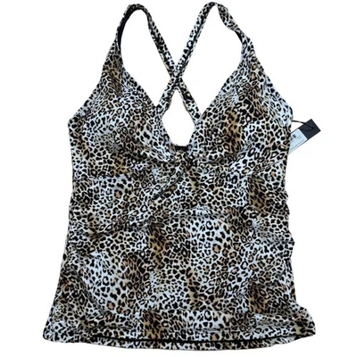 Camiseta Tankini Catherine Malandrino Estampado Animal Leopardo Talla L Adelgazante Nueva  Foto 1 de 4