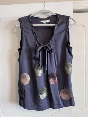 Camiseta sin mangas Boden 100 % seda sin mangas lentejuelas fluida fiesta talla 12 gris profundo Foto 1 de 4