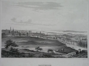 1850 NICE ORIGINAL ENGRAVING UNITED STATES BALTIMORE MARYLAND panorama city view - Picture 1 of 3