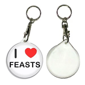 Feasts I Love Herz Schlüsselanhänger rund Knopf Anstecker (55 mm) - Bild 1 von 2