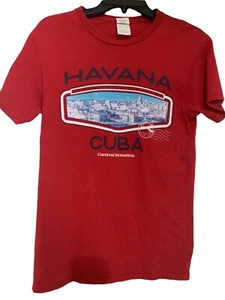 Havana Cuba Red Crewneck T-Shirt SZ S Unisex - Picture 1 of 4