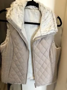 Euro New fur beige vest Poly w/fur - reversible. Brand New. - Picture 1 of 7