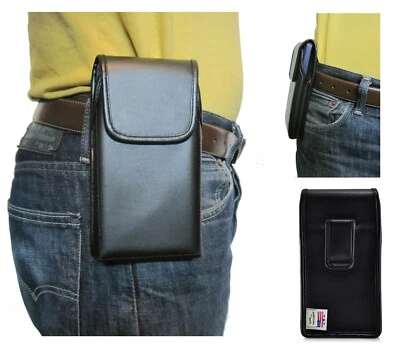 Galaxy Note 10+ Plus Fits Holster Pouch Case Leather Rugged Vertical Fixed Clip - Image 1 of 4