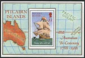 Pitcairn 297,MNH.Michel Bl.9. Australia-200.1988.Bounty replica under sail. - Picture 1 of 1