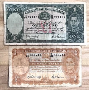 Zweiter Weltkrieg 1 Pfund & 1/2 australische Notwährung Banknote - Bild 1 von 2