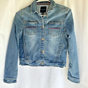 Vintage Tommy Hilfiger Denim Jean Jacket Youth Girls Size XL Y2K Americana - Picture 1 of 7