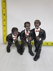 Figurine noire 3 musiciens de jazz afro-américains chanteurs