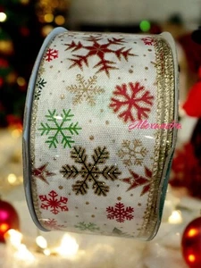 Kirkland Christmas Wire-edged Colorful Snowflakes ,Gold , Glitter 50 yards New - Picture 1 of 5