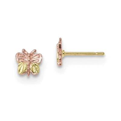 10k Tri-Color Black Hills Gold Butterfly Earrings - Image 1 of 2