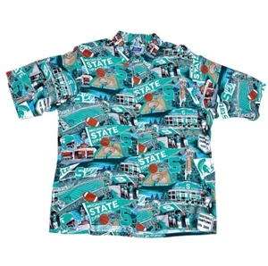 Vintage Reyn Spooner Hawaiian Shirt Men's XL Green Michigan State Spartan EUC - Picture 1 of 5