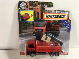 Red Matchbox Real Working Rigs MAN TGS Flatbed Cargo Hauler NIB - Picture 1 of 3