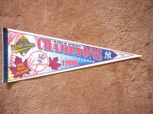 1996 NEW YORK YANKEES WORLD SERIES CHAMPIONS MLB BASEBALL PENNANT FLAG SHARP!! - Picture 1 of 2