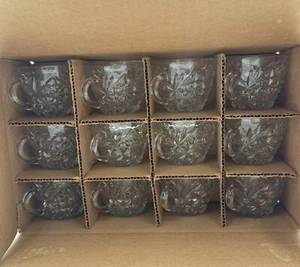 Set Of 12 Anchor Hocking 6 Oz Clear Glass Arlington Party Punch Bowl Cups w/Box - Imagen 1 de 11