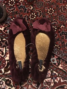 New j CREW Velvet wine Ballet Bow Slipper Flats 6 x Small - Picture 1 of 2