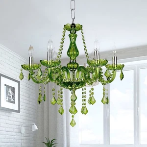 Green K9 Crystal Candle Chandeliers Lighting Modern Pendant Lights Ceiling Fi... - Picture 1 of 3