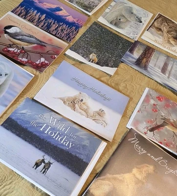 12 Wilderness Holiday Greeting Cards - Birds, Fox, Bear, Redwoods, Tetons - Image 1 of 4