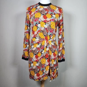 Zara Floral Dress Womens Small Faux Wrap Mini Pleated Statement Piece Modest - Imagen 1 de 16