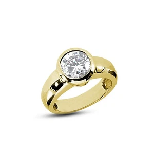 0.47ct E SI1 Round Natural Diamond Yellow Gold Halo Solitaire Engagement Ring - Picture 1 of 6