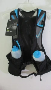 NIKE Black & Blue TRAIL RUNNING KIGER VEST w/ 2 WATER BOTTLES~ Size Large ~ NWT - Picture 1 of 8
