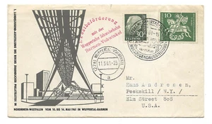 1961 Wuppertaler Schwebebahn Barmen-Vohwinkel-Wuppertal Hängebahnpost - Bild 1 von 2