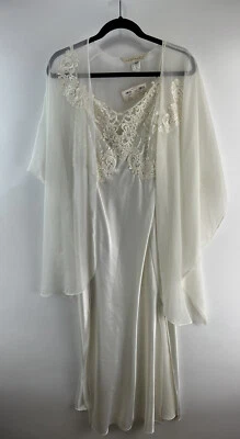 Nuevo Nuevo de Lote Antiguo Camisón Peignoir Blanco Nupcial Lane Bryant Intimates Bata Transparente Foto 1 de 4