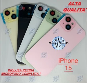 BACK COVER VETRO SCOCCA POSTERIORE IPHONE 15 COMPLETO FRAME RETINA MICROFONO A++ - Foto 1 di 4
