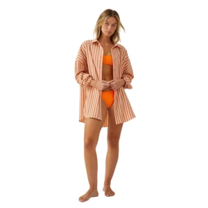 Cotton On Body Women's Sunset Peach Stripe Swing Beach Shirt Oversized Fit Sz M - Picture 1 of 6
