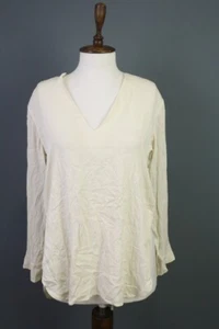 HELMUT LANG Beige V-Neck Lagenlook Silk Long Sleeve Blouse Shirt Size S - Picture 1 of 18