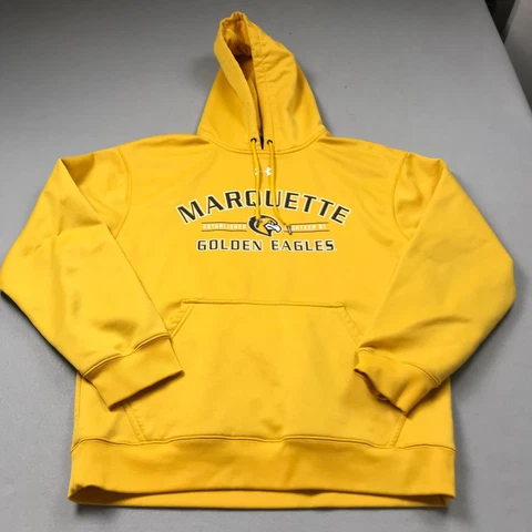 Marquette Golden Eagles Hoodie Mens Medium Yellow Under Armour Sweatshirt NCAA Cover