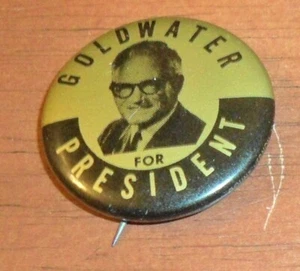 Vintage 1964 GOLDWATER FOR PRESIDENT Political Campaign Pinback, Button, 1 1/8" - Picture 1 of 3
