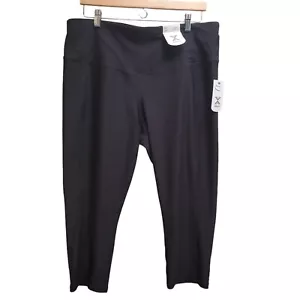Xersion Womens Plus Capri Pants Leggings 1X Black High Rise Athleisure Workout - Picture 1 of 9