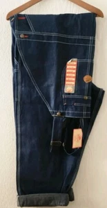 Red Kap Men's Denim Bib Overall 52x32 Blue Jeans Cargo Pockets (E8) - Picture 1 of 12
