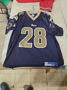Reebok NFL Equipment Marshall Faulk Jersey St Louis Rams #28 Football Mens Lg - Picture 1 of 11