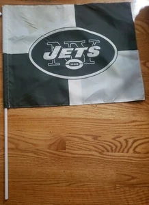 New York Jets Double Sided 16" x 20" Flags with Plastic Pole - Picture 1 of 2