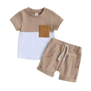 Toddler Boys Clothes Baby Boy Outfits Summer Short Sleeve Contrast Color Shir... - Picture 1 of 7