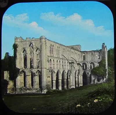 FARBE Glas magische Laterne Dia RIEVAUIX ABTEI UM 1890 FOTO. UK - Bild 1 von 2