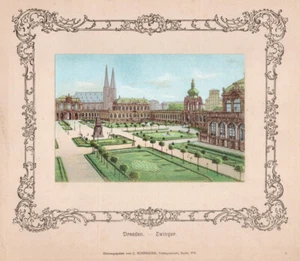 Dresden. Zwinger Original Farblithographie von 1890 auf Werbetafel - Picture 1 of 2
