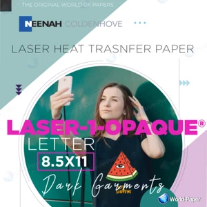 Heat Transfer Paper Laser 1 opaque Iron-On- For Darks 10 Sheets Neenah 8.5" x 11 - Picture 1 of 4