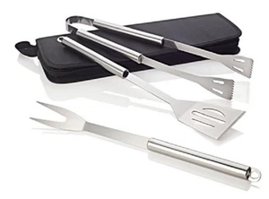 3 Piece Stainless Steel BBQ Set with Storage, Great for Gifting or yourself, NEW - Picture 1 of 4