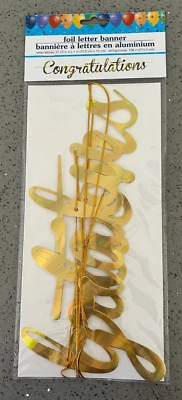Banner de felicitación en papel de aluminio en oro para cumpleaños graduaciones jubilación Foto 1 de 2