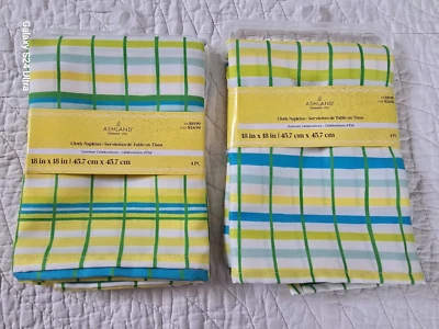 NEW Ashland Cloth Plaid Napkins Summer Celebrations 16"X18" Set Of 2 8 PC NIP - Image 1 of 4