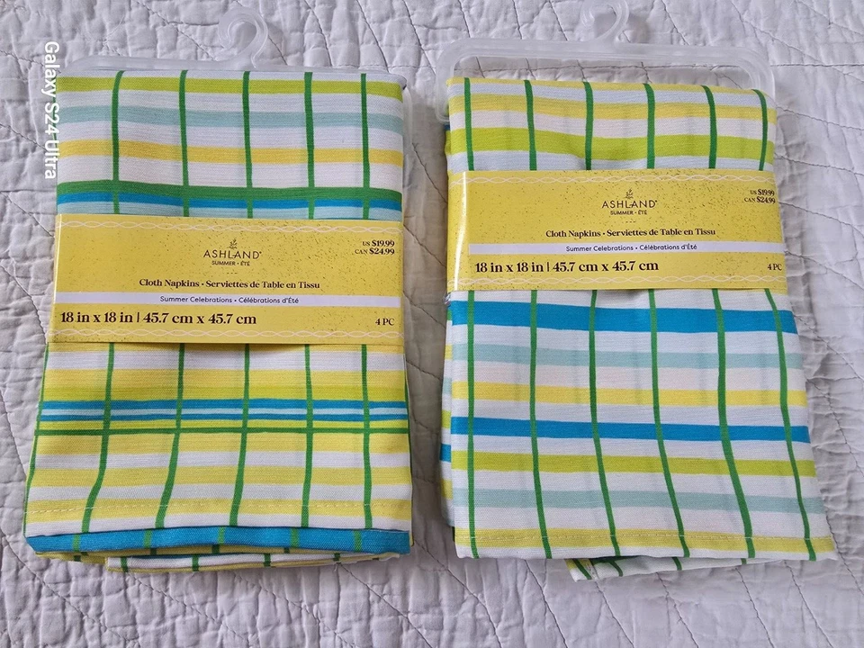NEW Ashland Cloth Plaid Napkins Summer Celebrations 16"X18" Set Of 2 8 PC NIP - Image 1 of 4